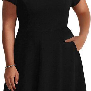 Women’s Plus Size Skater Dress Polyester Fit Flare Casual Party Wear